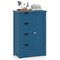 Blue Bathroom Floor Cabinet Freestanding 4 Drawers Side Cabinet Storage MDF 143 Lb